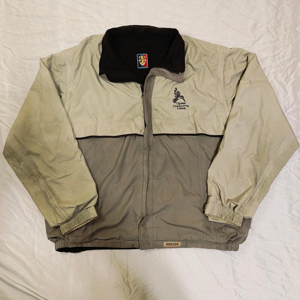 Sunice Performance Golf Jacket Mens Large Queen Charlotte Lodge Vtg 2000s Gray